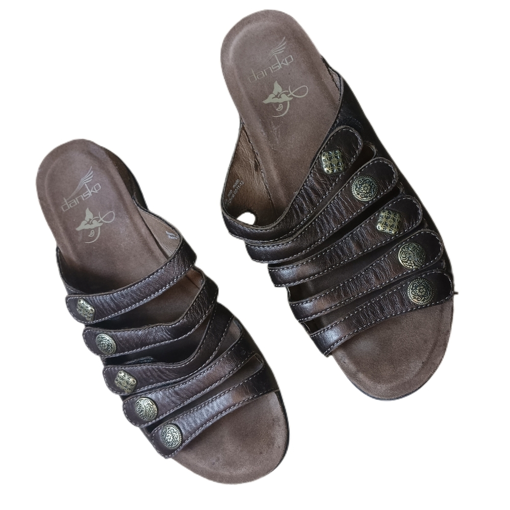 Dansko‎ Janie Slide Sandals Womens 41 EU 10.5 11 US Brown Leather Bronze Comfort